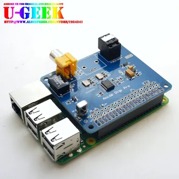 UGEEK AOIDE HIFI DiGi Pro Digitálne Zvukové Karty pre Raspberry pi 3 Model B|Dva oscilátory|I2S SPDIF Optické Vlákno|44.1&48 khz|2B 3B